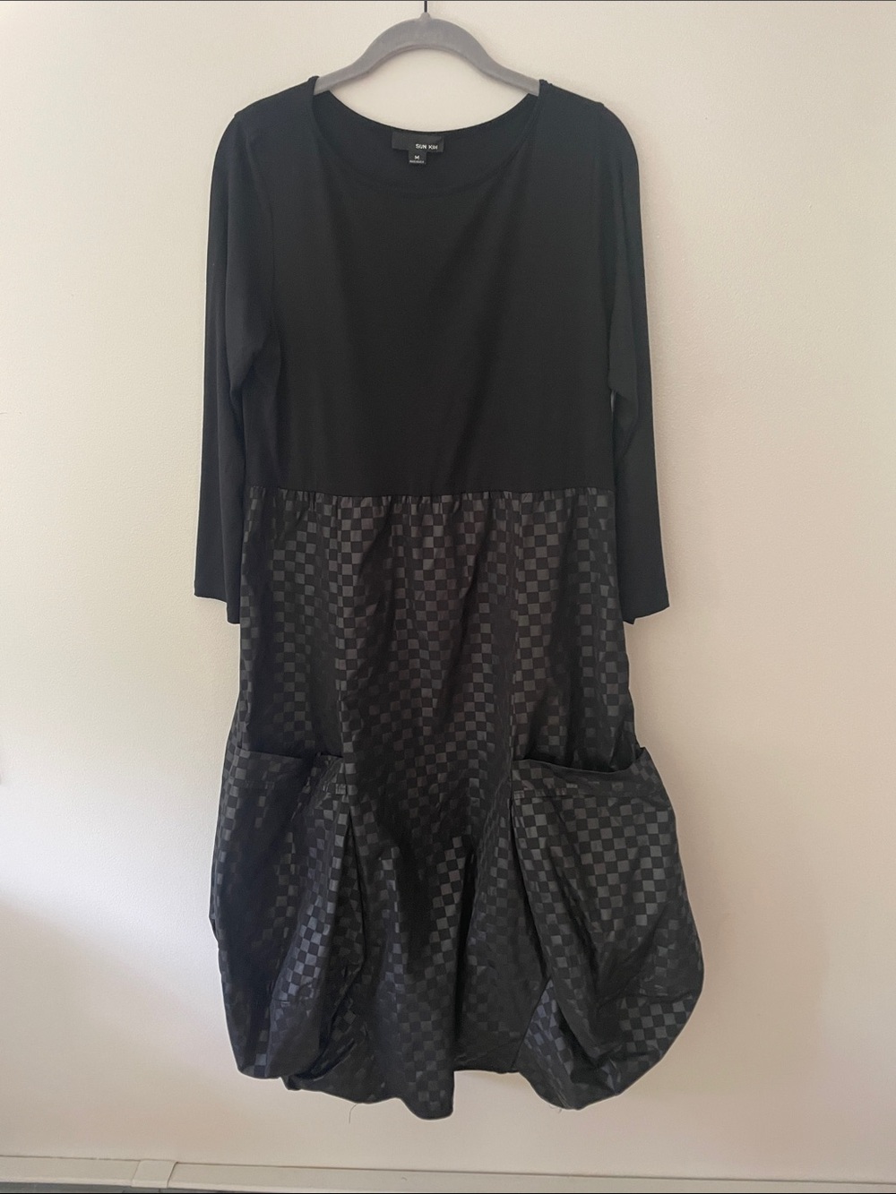 Sun Kim Long-Sleeve Mixed-Media Dress